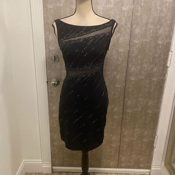 Tadashi embellished open back mini dress, S - Picture 1 of 10